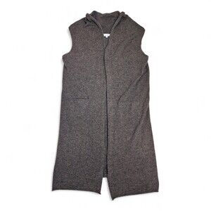 Blossom Cashmere Sleeveless‎ Hooded Long Vest, Size M - Gray